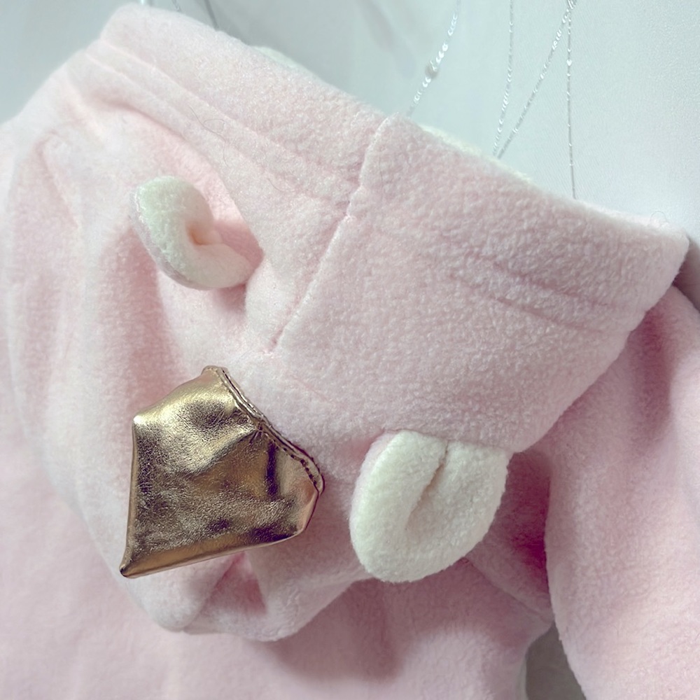 EUC Old Navy | pink, white infant’s unicorn snowsuit, zippered with flip mittens - Picture 7 of 7
